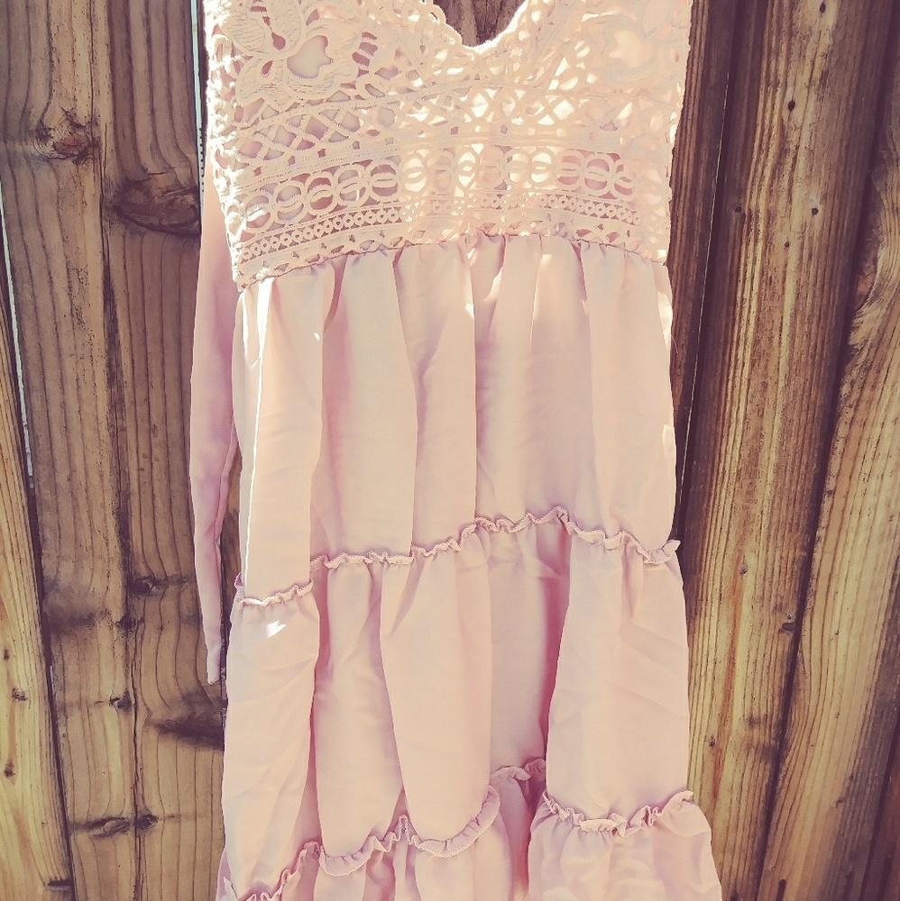 Pink Bohemia Mini Dresses with Spaghetti× 